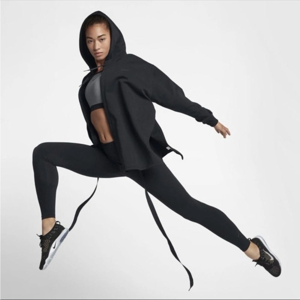 Nike Womens Dri-Fit Wrap Training Hoodie Size Large Black Athleisure 889204-010